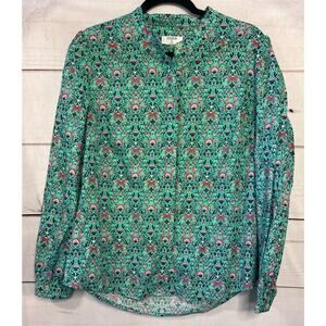 Untuck It For Her Button Up Top Green Floral Size 8 EUC